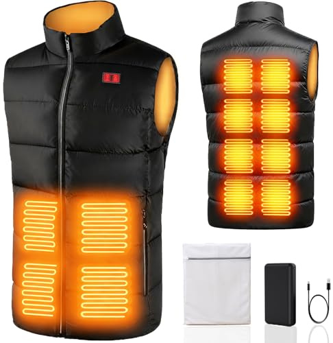 SNZ Gilet chauffant pour homme et femme avec batterie, 12 zones de chauffage, veste chauffante électrique pour l'extérieur, le travail, le camping