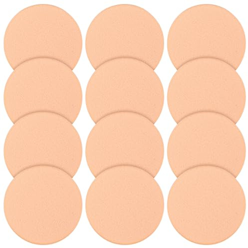 12 Stück Make up Schwamm, Runde Puderquaste Schwamm, Puffs Schaumstoff Schwämme Applikator für flüssiges Foundation Make up Kosmetik, Reiniger, Nass und Trocken Dual Use