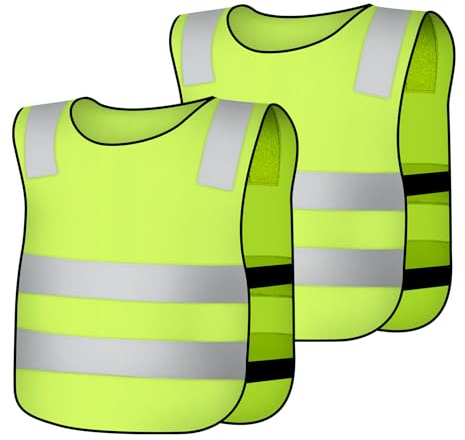 AYBUY 2 Pezzi Giubbotto di Sicurezza per Bambini, Giubbotto Rifrangente per Bambini, Gilet Catarifrangente Alta Visibilità per Corsa, Ciclismo, Gite Scolastiche, Ordinario