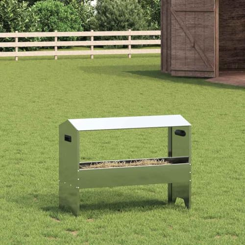 Ordellia fodertråd för husdjur av galvaniserat stål silver 79 x 35 x 62 cm, 15 kg, väderbeständig för inomhus- och utomhusbruk, robust foderstation för stallet och gård