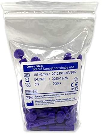 100 x 30g Sterile Lancets For Single Use - One Step