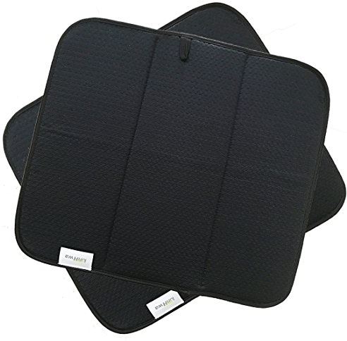 KinHwa Microfibre Dish Drying Mat for Sink Super Absorbent Draining Board Mats Washing Up for Glass, Plate&Cup 40cm X 45cm 2 Pack Black