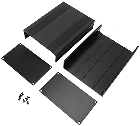 Scatola Elettronica in Alluminio, 82,2x145x200mm, Nero Opaco, per Progetti PCB, con Viti, Dissipazione Calore