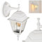 Applique extérieure Naofe vers le bas, lampe murale classique en métal/verre en blanc, lampe d'extérieur à 1 flamme avec vitres en verre véritable pour entrée/cour/terrasse, E27, IP44, sans ampoules