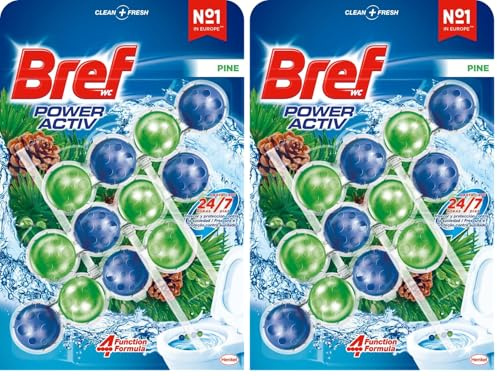 Bref Power Activ Natura Cesta WC (3 unidades), limpia baño para un WC siempre limpio y fresco, limpiador de baños con fórmula antical que elimina la suciedad (Paquete de 2)