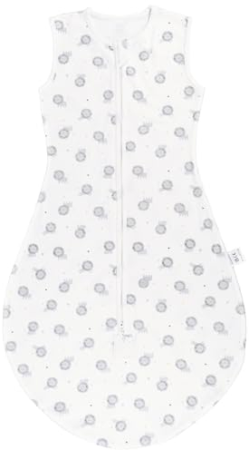 Taricor Babyschlafsack Sommer 0.5 Tog, 100% Baumwolle Baby Schlafsack Frühling, Seitlicher ReißVerschluss Ärmellos Innenschlafsack Baby Unisex für 0-6 Monate (S, 65 cm, Süßer Löwe)