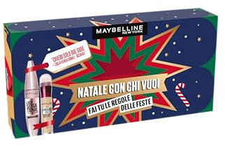 Maybelline New York Cofanetto Regalo, Con Correttore e Mascara Volumizzante, Collezione Natale con Chi Vuoi 2024, Mascara Ciglia Sensazionali Intense Black, Correttore Cancella Età Tonalità: 01