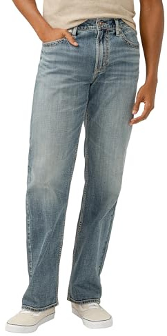 Silver Jeans Co. Zac Relaxed Fit Straight Leg Jeans | Laid Back & Stretchy Denim Bottoms