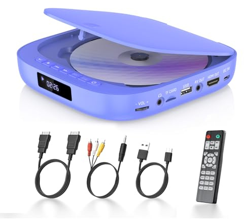 DVD Players for TV Desobry Mini DVD Player HDMI RCA Output 1080P HD All Region Free DVD CD Player with Remote Control, Compact Disc Player for Smart TV Support USB/TF Card, PAL/NTSC