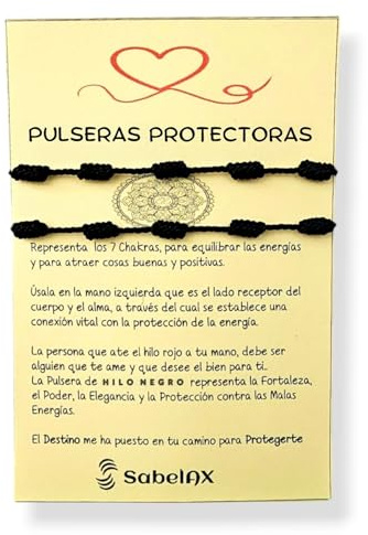 SabelAX - Pulsera Protectora - de Hilo Negro – P Roja de Proteccion - Amuleto Proteccion contra Mal de Ojo – Amuletos de Buena Suerte- Hilo color Rojo – Para Mujer, Hombre, Parejas - Unisex, Ajustable