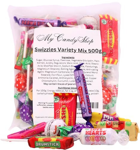 Swizzles Sweets Variety Mix - Refreshers Sweets, Swizzles Love Hearts, Parma violets, fruity pops, double lollies - Vegan & Halal Friendly - UK Made