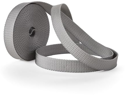 IdeaGenesis - Cinta Persiana 18 MM Ancho x 6 M Gris Enrollable Recambio Resistente Rollo Recogedor Cuerda Carrete Interior Tirantes Correa Duradera Repuesto Universal Facil Montaje (Gris, Cinta 18 mm)