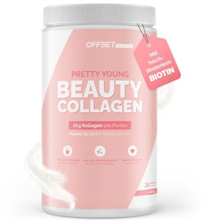 OFFSET Nutrition Kollagen Hydrolysat Pulver Plus 420G [mit Biotin, Vitamin C & mehr] - Peptide Typ 1 & 3-15G Collagen pro Portion - Geschmacksneutral - mit 13,3G Eiweiß pro Portion