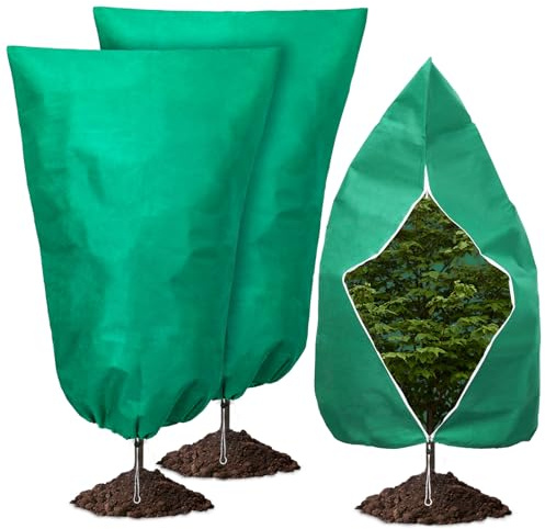 Vegamall 2 Piezas Malla Antiheladas, 120 x 180 cm Manta Termica Plantas, 70gsm Manta Térmica para Planta con Cordón y Cremallera, Reutilizable Funda Plantas para protección Planta