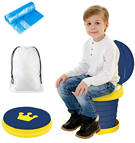 Sedile Vasino Portatile, Sedia da Toilette Pieghevole Per Addestramento Per Bambini Vasino Da Viaggio Per Interni All'aperto Con Custodia Da Viaggio Blu aggiornato