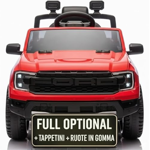 TOYSCAR Auto Elettrica per Bambini Ford Ranger Raptor 12 Volt Ruote in Gomma Sedile in Pelle Porte Apribili Telecomando Tappetino