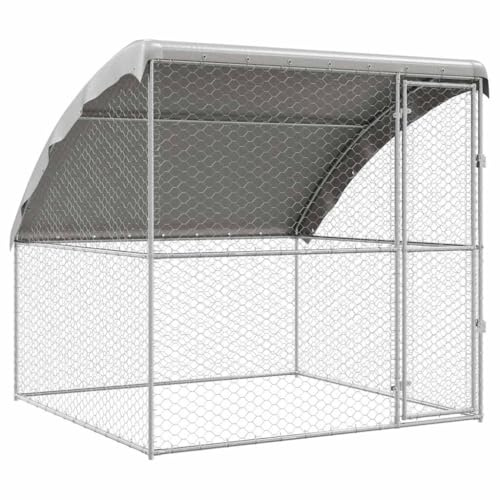 vidaXL Refugio para Perros Plateado 2 x 2 x 2 m Acero galvanizado, Refugio para Perros Elegante, Resistente a Climas, Casa Minimalista, Gran Perrera de Acero para Mascotas