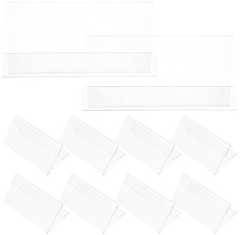 Tofficu Targhetta Porta Nome Bifacciale 12X6 CM in Plastica Trasparente, Set 10 Cartellini per Eventi Aziendali e Conferenze, Etichette Segnaposto per Tavoli e Scrivanie