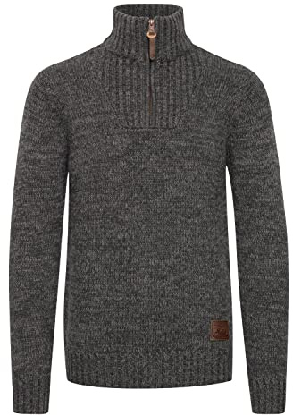 !Solid SDPhilostrate Homme Pull en Maille Troyer Pull à Grosse Maille avec col Troyer 100% Coton Regular Fit, Taille:S, Couleur:Dark Grey (2890)