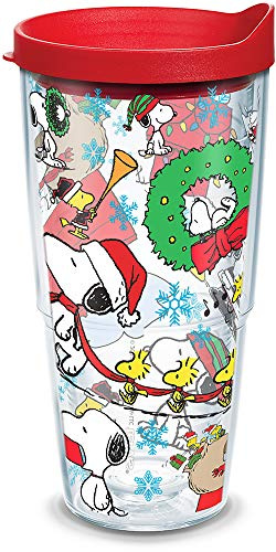 Tervis Peanuts Christmas Collage Made in USA Double Walled Insulated Tumbler Travel Cup Keeps Drinks Cold & Hot, 24oz, Classic