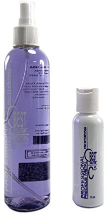 Best Solution Silver Gold Diamonds Costume Jewelry Cleaner 8oz Spray Bottle with C5 Metal Polish 2oz Bottle