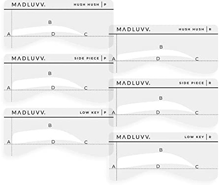 MADLUVV Eyebrow Shaper Stencils – 6 Reusable Stencils for Microblading, Brow Mapping & Shaping – Petite & Regular Sizes – for PMU & Semi-Permanent Makeup Artists – On The DL Set