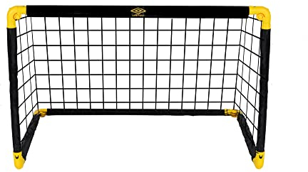 Umbro Fußballtor - Fussballtor 90 x 59 x 61 cm - Faltbares fußball Tor - Fussballtore für Garten Kinder und Erwachsene - Fussball Trainingszubehör für Innen und Außen - Metall - Schwarz/Gelb