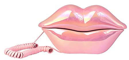 Pink Lip Telephone, Benotek Corded Landline Phone Set for Home Office Hotel, Funny Cute Mouth Phone for Photography, Party Decor & Novelty Gift