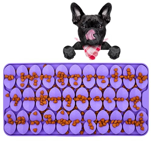 OurMiao Silicone Snuffle Mat for Large Dogs, Dog Lick Mat Slow Feeder, Pet Licking Treat Mat with Suction Cups for Smell Training Slow Eating, XL Purple