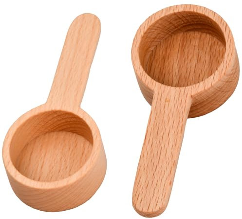 Dokeno Kaffeedosierlöffel Holz, 2 Stück Kaffeelöffel Portionierer Holz Kaffee Messlöffel Buche für Mehl/Teeblatt/Kaffeebohnen/Süßigkeiten/Gewürze -1 Esslöffel, 20ml/8g
