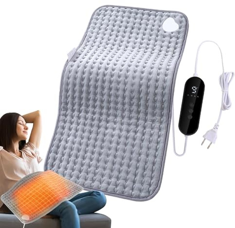 Almohadilla térmica eléctrica,Almohadilla térmica extra caliente,Almohadilla térmica calentadora de espalda súper de 12x24 pulgadas - Almohadilla térmica lumbar eléctrica ajustable de 9 velocida