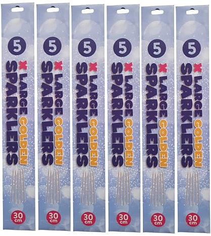 30-Pack of 30cm (11.8”) Large Golden Party Sparklers - Extra Long Sparklers Safe for Weddings, Birthdays, Celebrations, and Special Occasions (30pcs) (CAT F1)