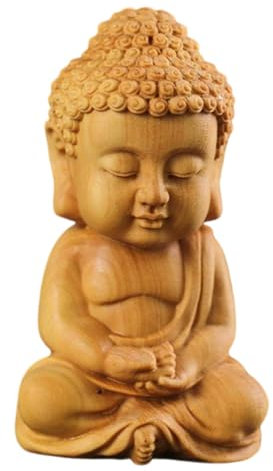 Thuja Träsnideri Små Buddha Handtag Träsnideri Ornament Hemkontor Skrivbordsdekoration
