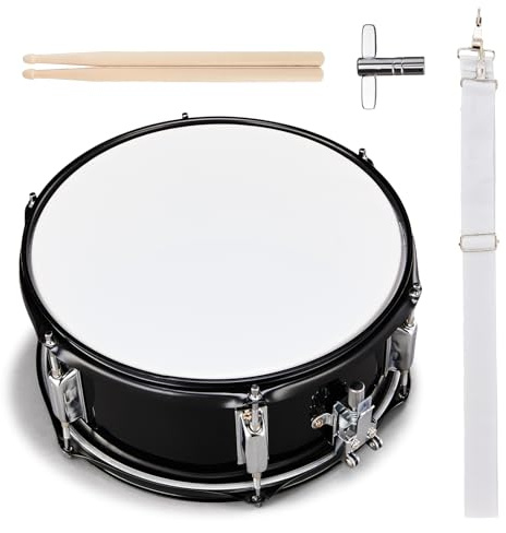 12 x 5.5 inches Professional Marching Snare Drum, Snare Drum Kit for Student and Beginners with Drumsticks, Drum Keys and Adjustable Strap, Black ﻿