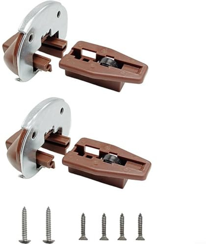 Emiif Lot de 2 glissières et guides de tiroir encastrables en plastique avec vis à tête cylindrique pour réparation de tiroir Marron