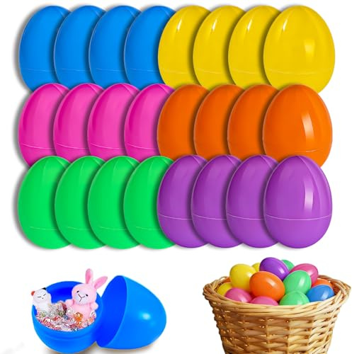 BOOSHMall 24 Pezzi Uova di Pasqua in Plastica, 6 * 8 cm Uova di Pasqua Colorate da Riempire, Uova Sorpresa per Bambini per Pasqua, per Riempire di Dolci e Regali per Bambini a Pasqua