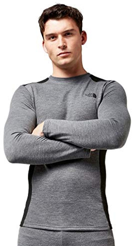 The North Face M Easy L/S Crew Neck Baselayer Homme Med Grey H/Black FR: XL (Taille Fabricant: XL)