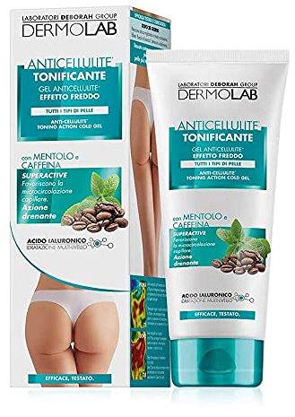 Dermolab - Gel Corpo Anticellulite Tonificante, Effetto Idratante e Rassodante, con Caffeina, Contrasta la Formazione di Nuovo Tessuto Adiposo, Dermatologicamente Testato, 200 ml