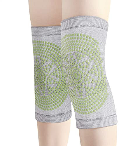 Adults Knee Brace Self-Heating Knee Pad Support Non Slip Wormwood Physiotherapy Pain Relief Knee Sleeve Protection for Arthritis Cold Weather Winter Healthcare Knee Warmer 1 Pair, Grey