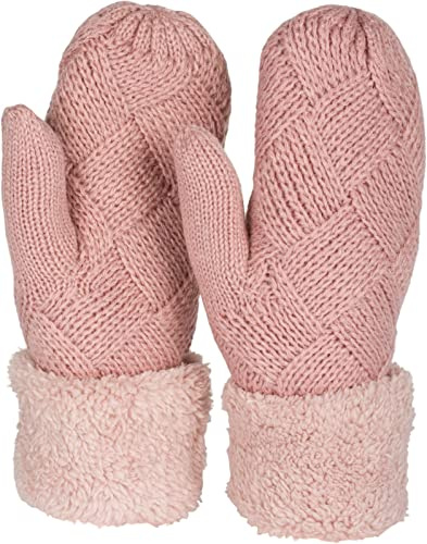 styleBREAKER Manoplas de punto de invierno para damas, guantes con patrón de diamantes, termo polar, guantes de punto 09010031