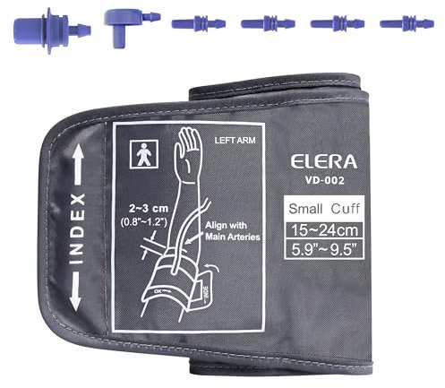 Small Blood Pressure Cuff, ELERA Replacement Pediatric Cuff for Kids & Women, Applicable for 15-24CM Small Arm, Compatible with Omron Monitors - 6 Connectors