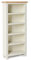 Farrow Cream Tall Narrow Living Room Bookcase with Oak Top | Roseland Furniture Contemporary Country Slim Painted Pine Solid Wooden Bookshelf with 5 Shelves for Hallway or Office