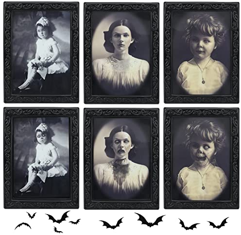 3 Piezas Decoraciones de retratos de horror de Halloween, Fantasma 3D Marco Horror Foto, Halloween marco de fotos espeluznante, Imágenes embrujadas de Halloween para Casa fantasma Fiesta Decoración