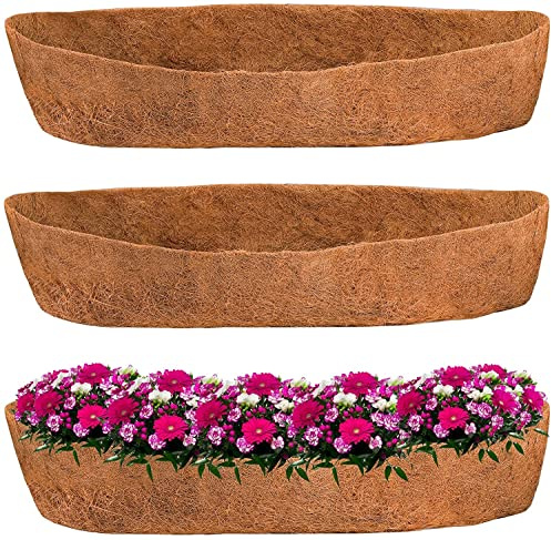 2PCS Trough Coco Replacement Liners,24/30/36/48 Inch Wall-mounted Coco Liner Trough,Coco Liner for Window Box & Hanging Trough Planters (30 Inch-2PCS)