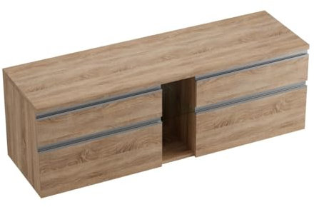 Vente-unique Brand Mobile da bagno - doppio lavabo MAGDALENA effetto rovere - 150x50 cm