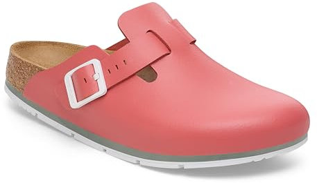 BIRKENSTOCK Boston Pro Leder Clogs - Hochwertige zertifizierte Berufsschuhe für Medizin, Gastronomie und Service, Farbe: Mars Red, Gr: 36