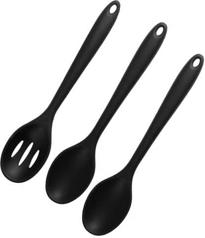 3 Pezzi Set di Utensili da Cucina in Silicone, Cucchiaio da Cucina in Silicone, Cucchiai in Silicone Antiaderente Resistente al Calore per Cucinare, Cuocere, Mescolare, Servire