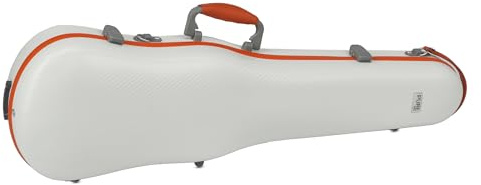 GEWA Violin Shaped Case Fun Series Polycarbonate 4/4-1/2 Size White/Orange, Interior Black, 2 Removable Backpack Straps, Accessory Pocket, Padded Suspension, Additional Side Handle