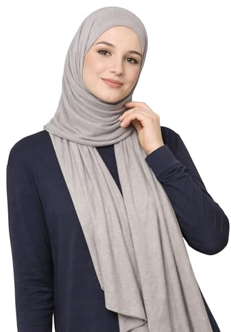 HENKi Hijab en jersey 100% coton pour femmes - Qualité premium - 180 x 100 cm, Extra Lang
