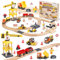 Lehoo Castle Tren Madera Juguete, 68 Pcs Tren Electrico Juguete Niños con Gruas de Juguete, Juguetes de Construcción, Regalo para Niños y Niña
